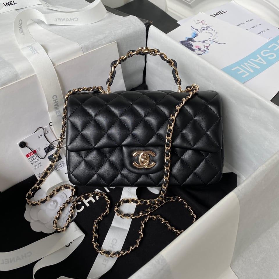Chanel Mini Flap Bag With Metal Top Handle view 3