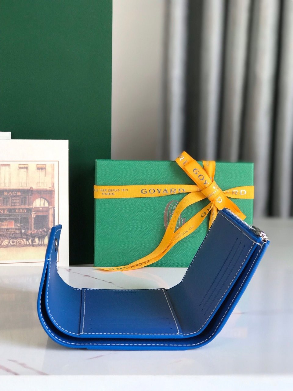 Goyard Saint-Gabriel Wallet 12 Cm Sapphire Blue Calfskin And Goyardine Canvas view 8