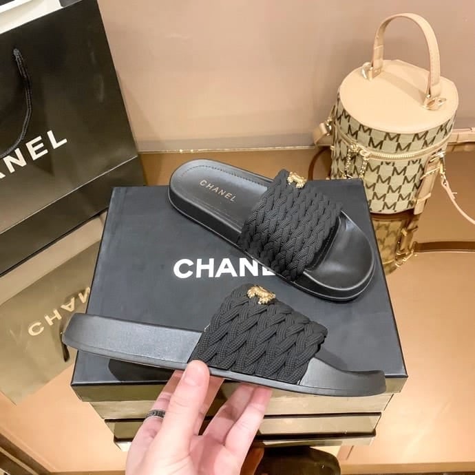 Chanel Braided Slides Black view 9