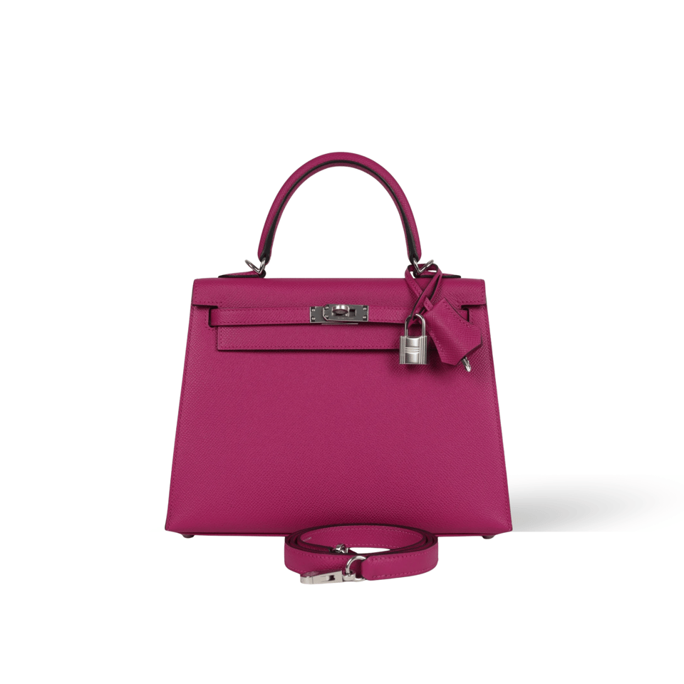 Hermes Kelly 25 Bag In Rose Pourpre Epsom Leather For Women 25cm/10in