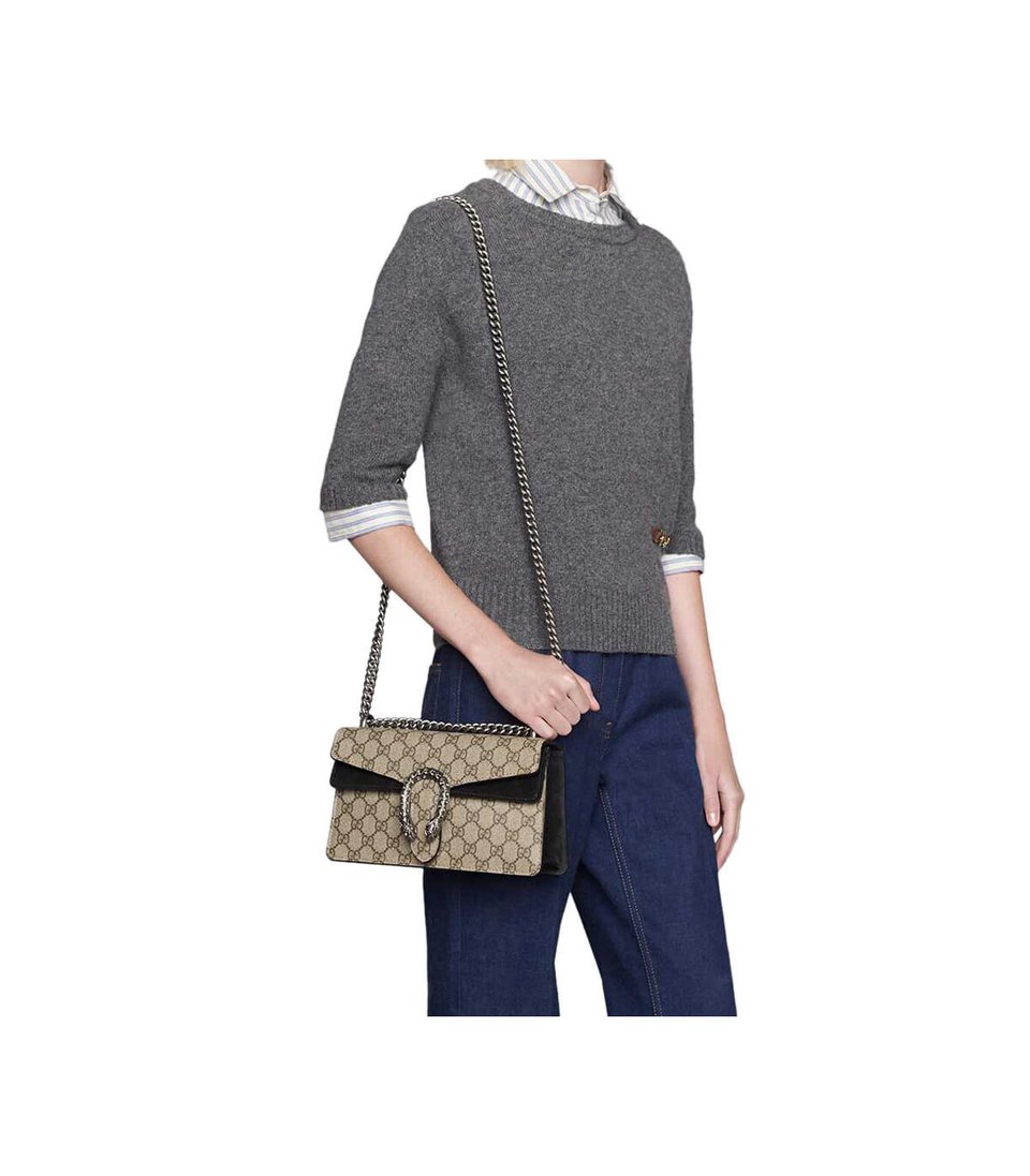 Gucci Dionysus Small Shoulder Bag in GG Supreme with Crystals Black 25cm view 7