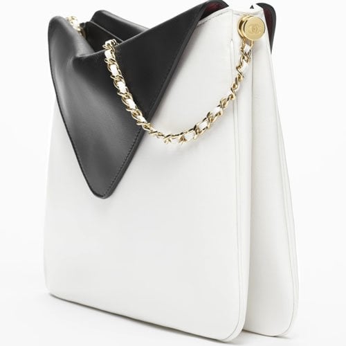 Chanel Hobo Bag Calfskin &amp; Gold-plated Metal Black &amp; White 29cm/11.4in Dark Red Wine AS6209 view 4