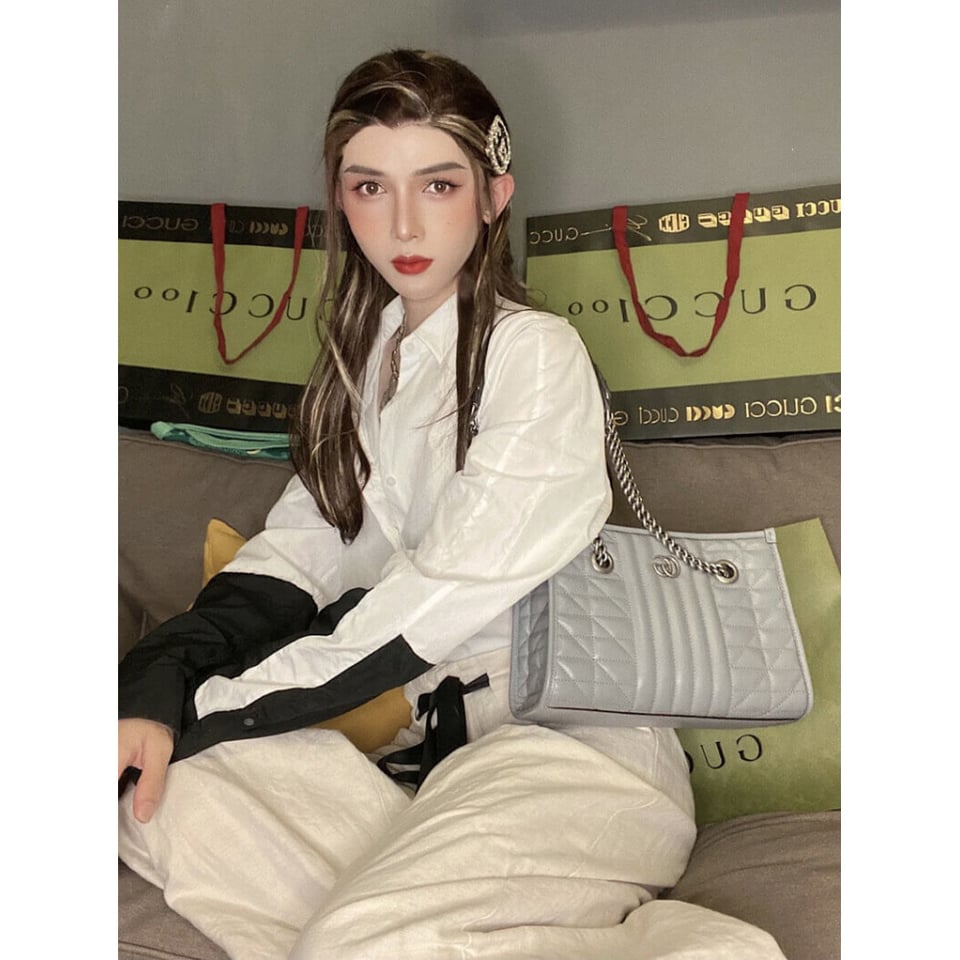 Gucci GG Marmont Small Tote Bag Grey view 4