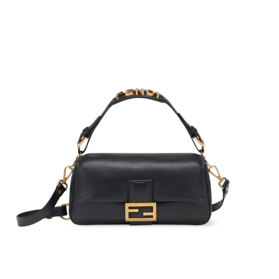 Fendi Baguette Bag Black Leather 25Cm/ 9.8 in view 2