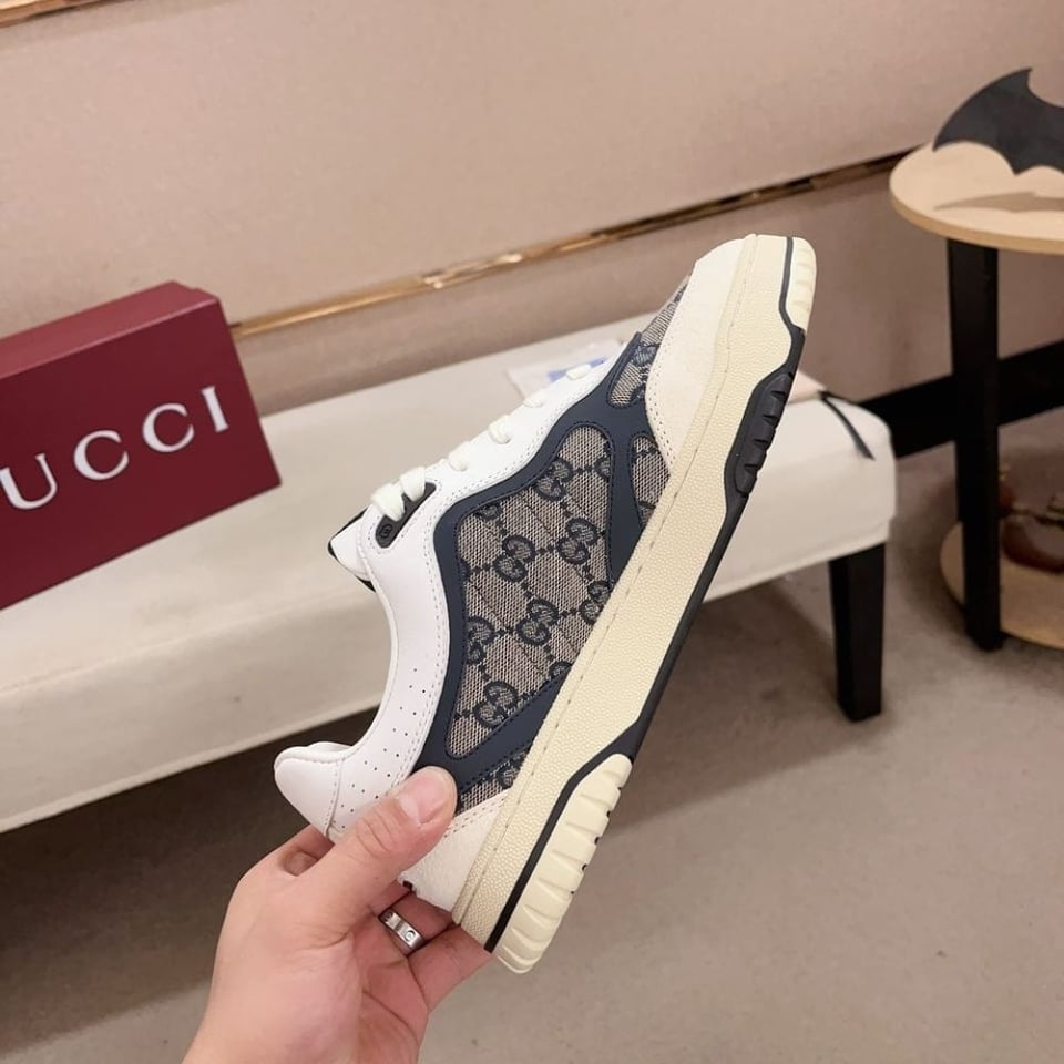 Gucci Women’S Re Web Sneaker Original Gg Canvas Beige And Blue ?787476 Aadhw 9552 view 6