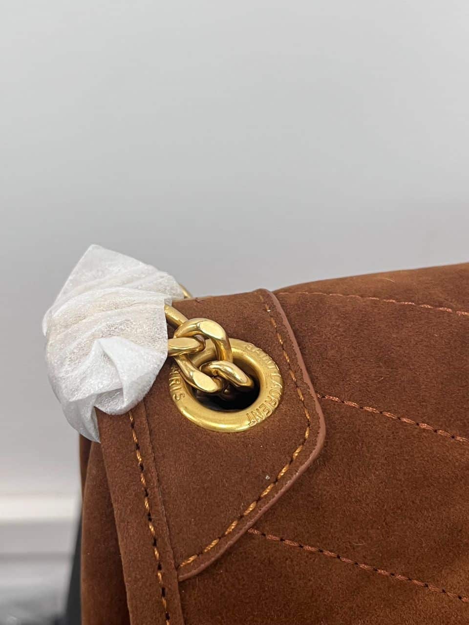 Saint Laurent Niki Baby Chain Bag In Suede Brown 6237483 view 7