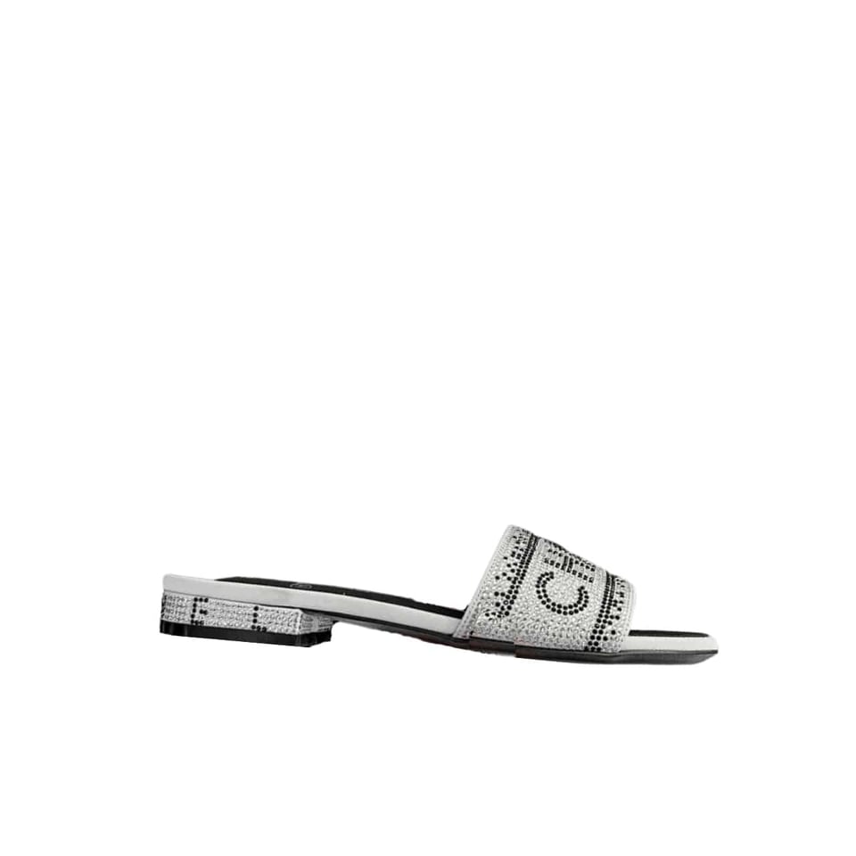 Chanel 24P Beaded Diamond Slippers Silver view 2