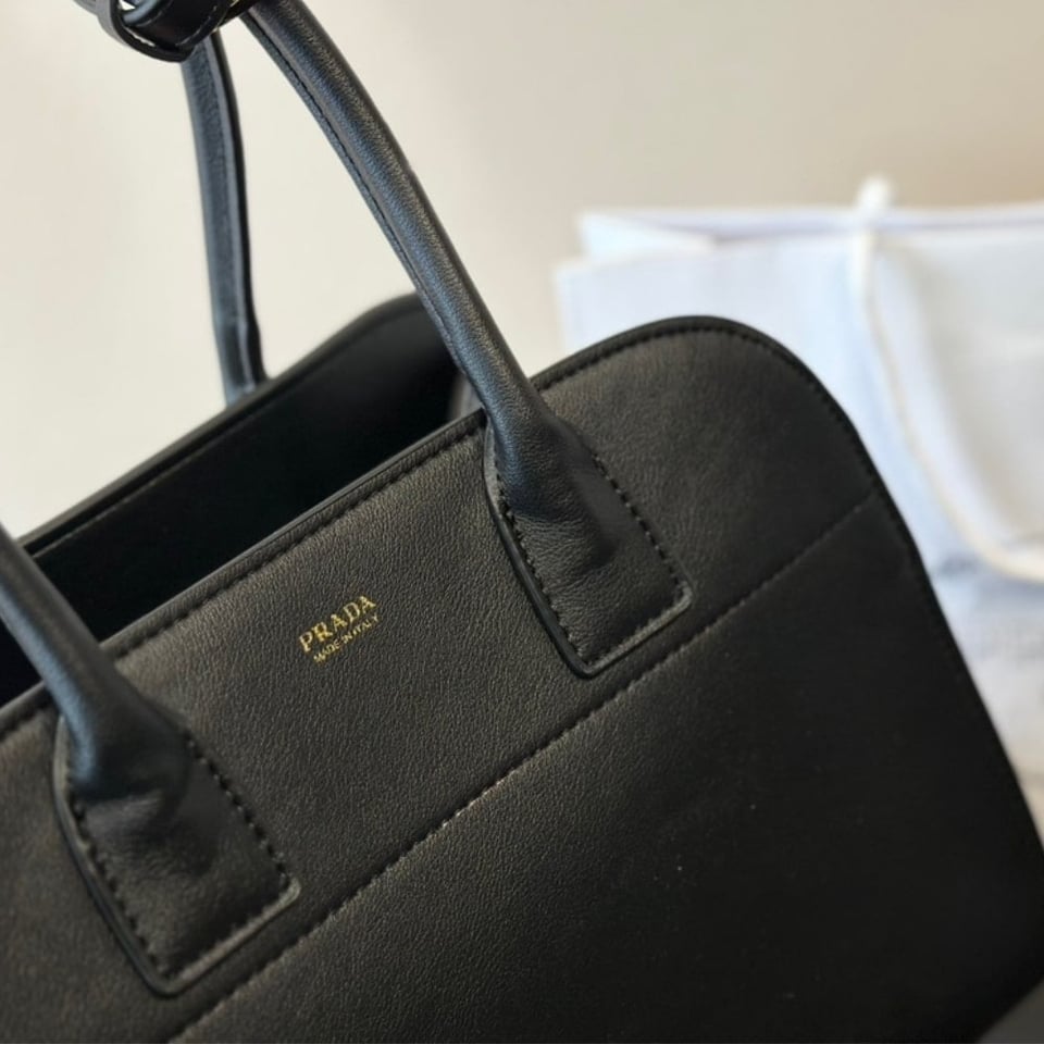 Prada Medium Leather Tote Bag Black 32Cm view 7