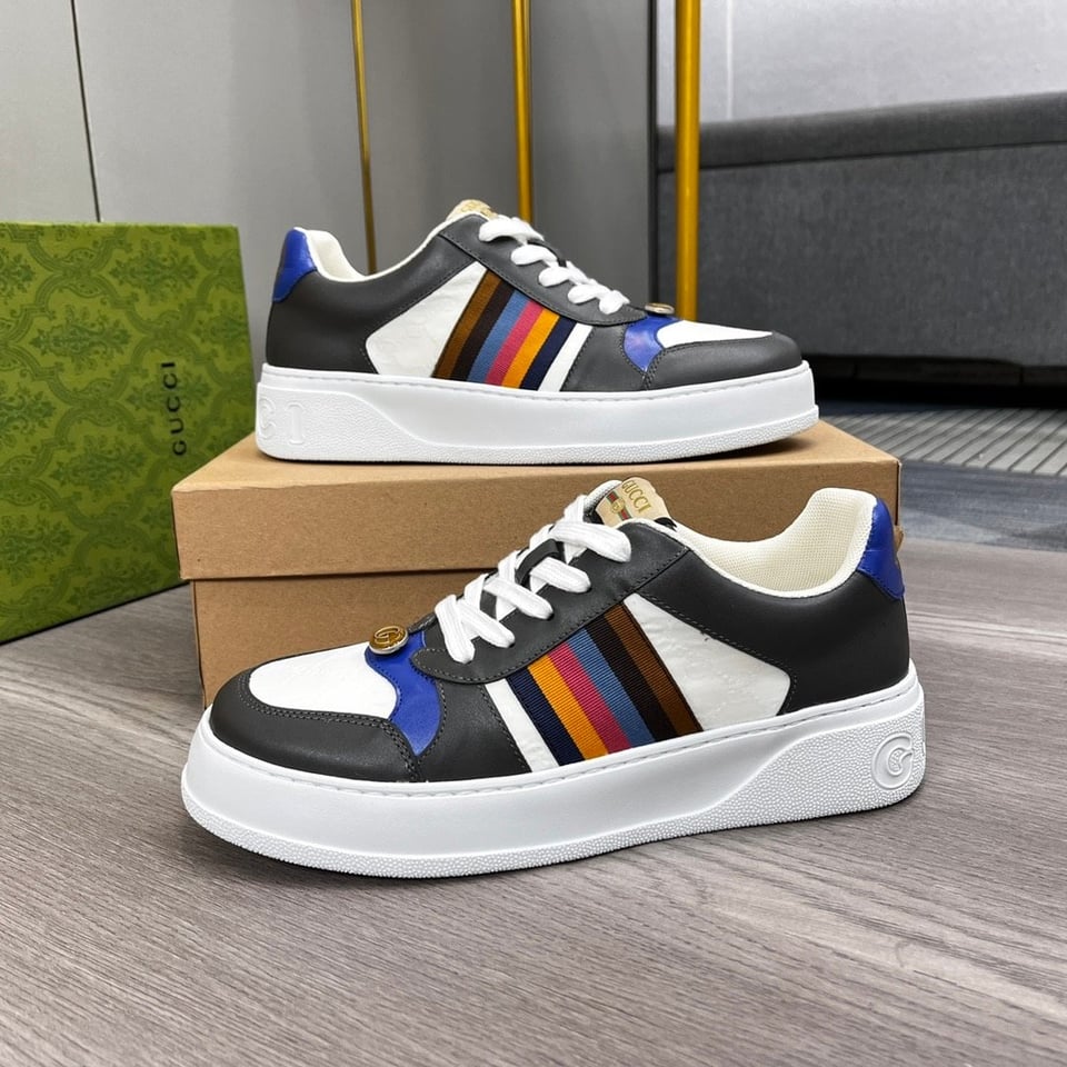 Gucci Sneaker Multicolor Side Bands Black White view 5