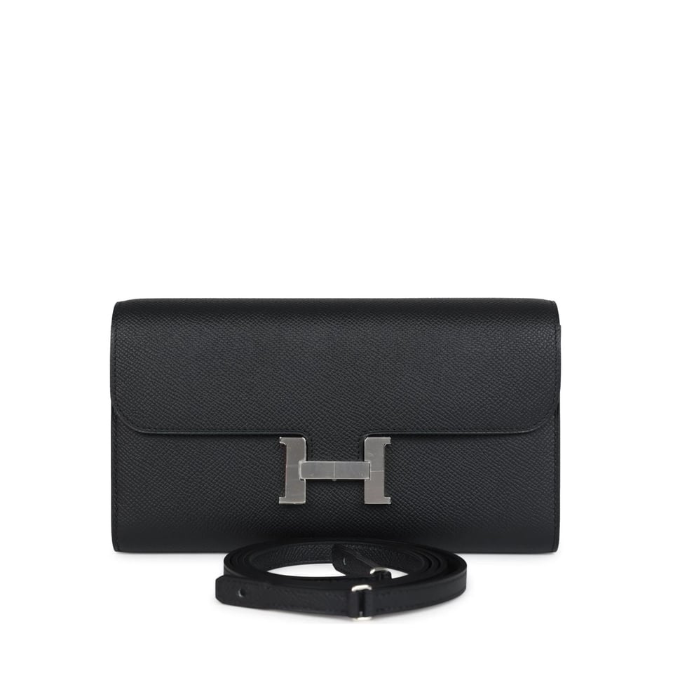 Hermes Constance Wallet Epsom Leather Palladium Hardware In Black 20cm view 2