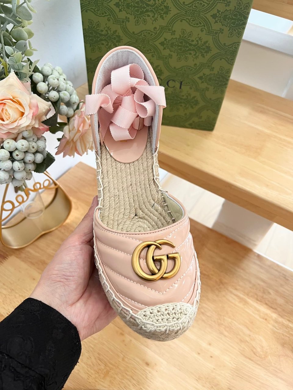 Gucci Leather Platform Espadrille Pink view 7