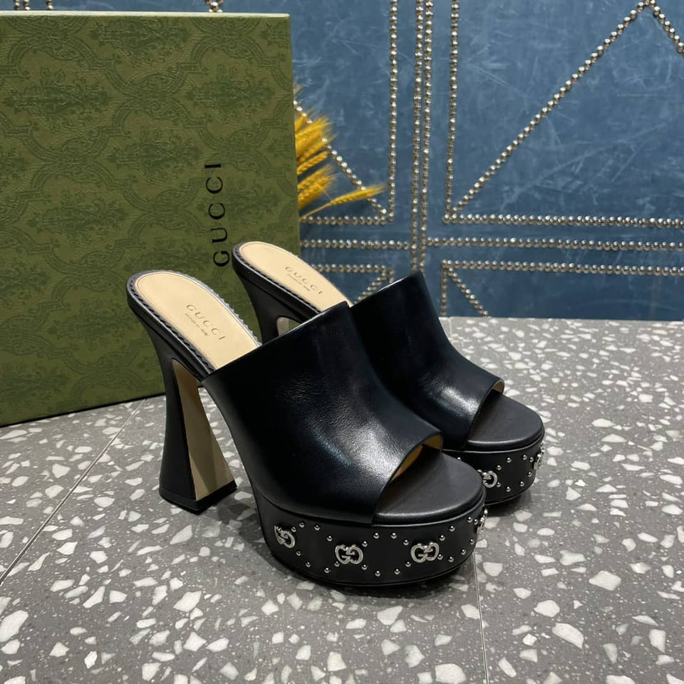 Gucci Women’S Platform Slide Sandal Black 740426 C9D00 1000 view 5