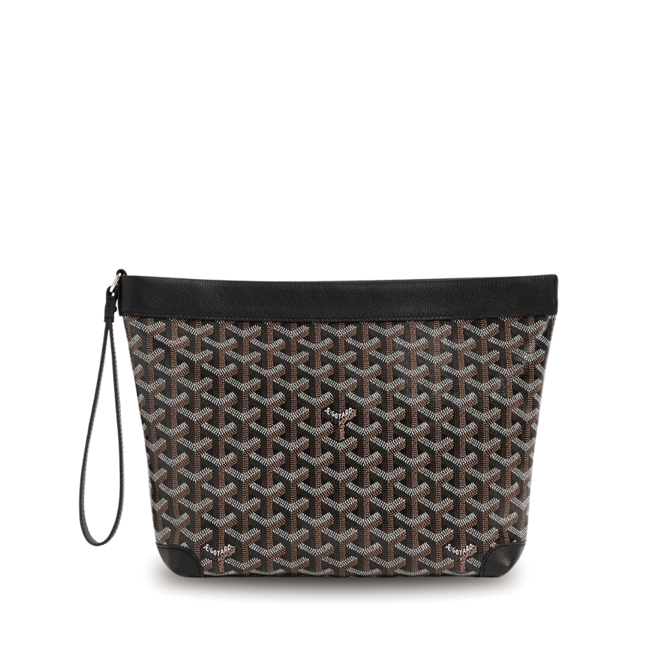 Goyard Conti Pouch 24 Cm Black Lambskin And Goyardine Canvas view 2