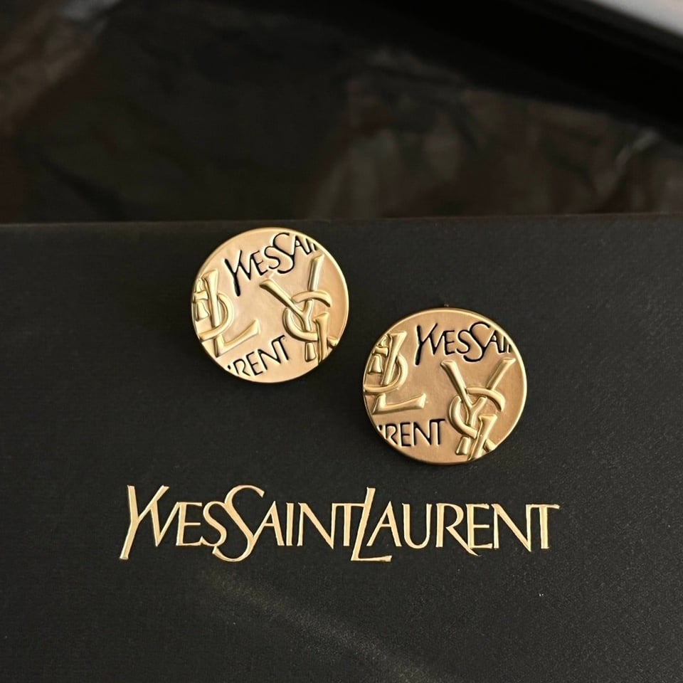 Saint Laurent Ysl Round Earrings Gold view 3