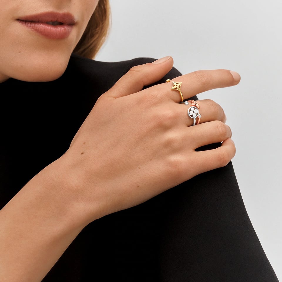 Louis Vuitton Rings Idylle Blossom Paved Ring, 3 Golds And Diamonds view 4