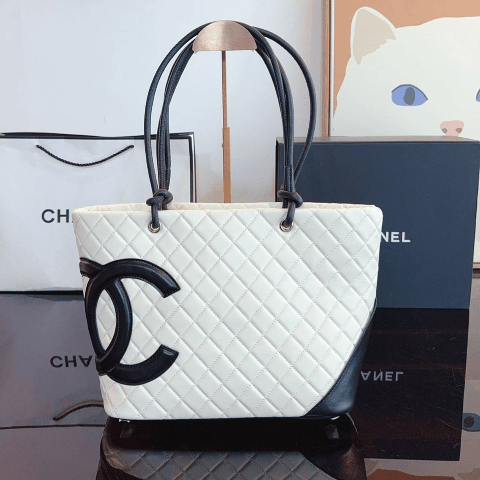 Chanel Calfskin Quilted Large Cambon Tote Black White 41Cm/16in view 3