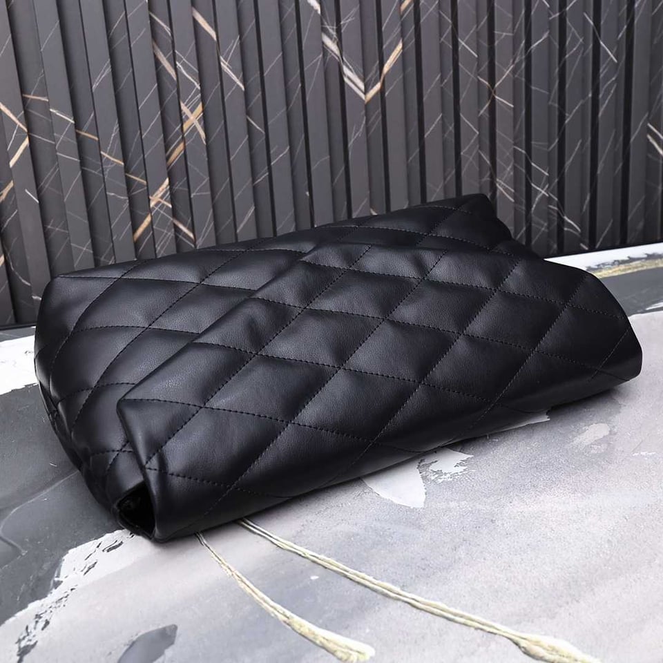 Saint Laurent Sade Puffy Leather Envelope Clutch Bag Black view 5