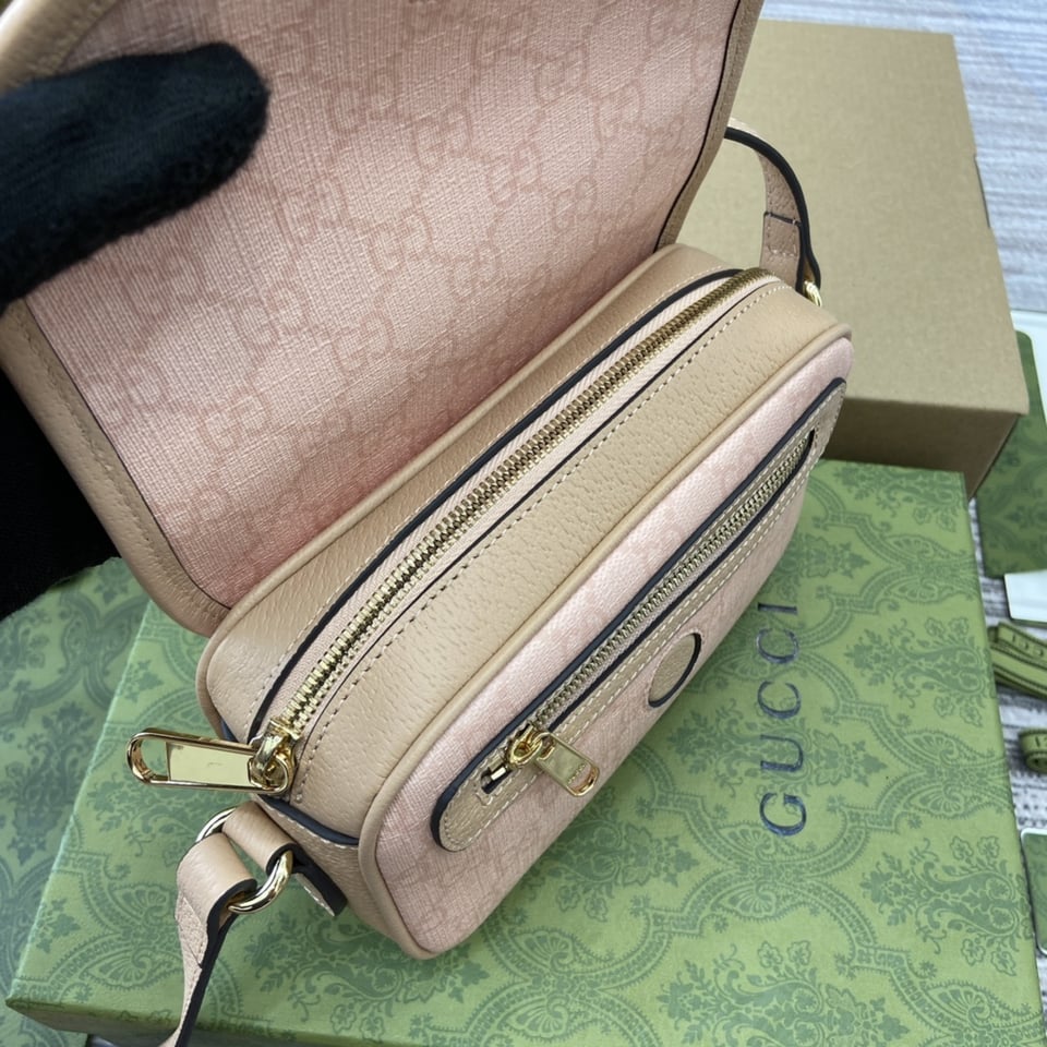 Gucci Monogram Textured Dollar Mini Ophidia Rose Pink view 7