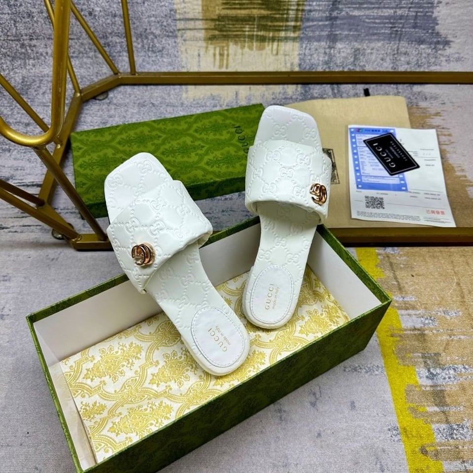 Gucci Women Slide Sandal With Double G Ivory 816330 Aaea2 9540 view 5