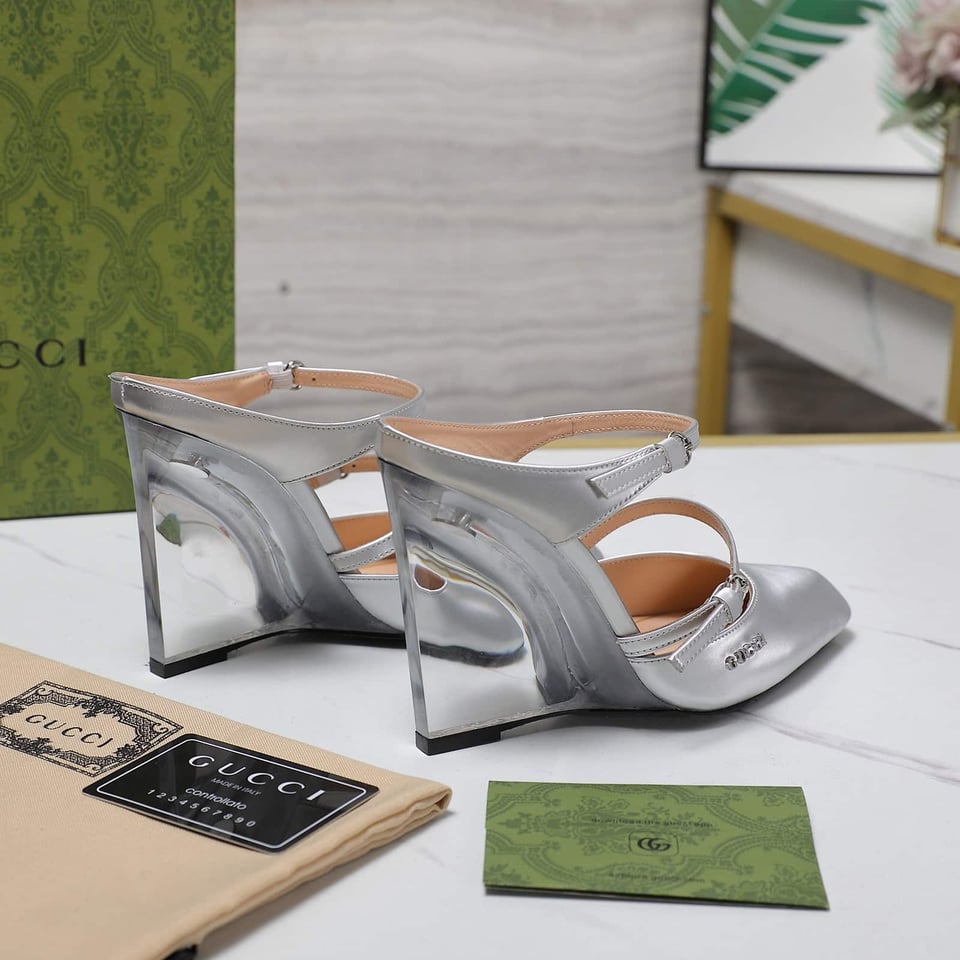 Gucci Women’S Wedge Mule Silver view 5