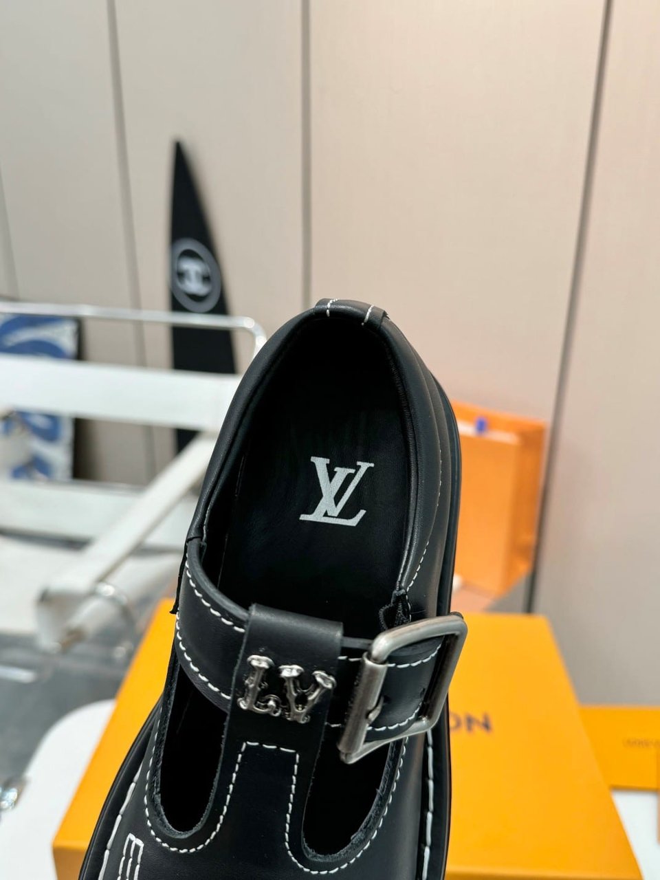 Louis Vuitton Lv Checker Mary Jane Black 1Acnow view 7