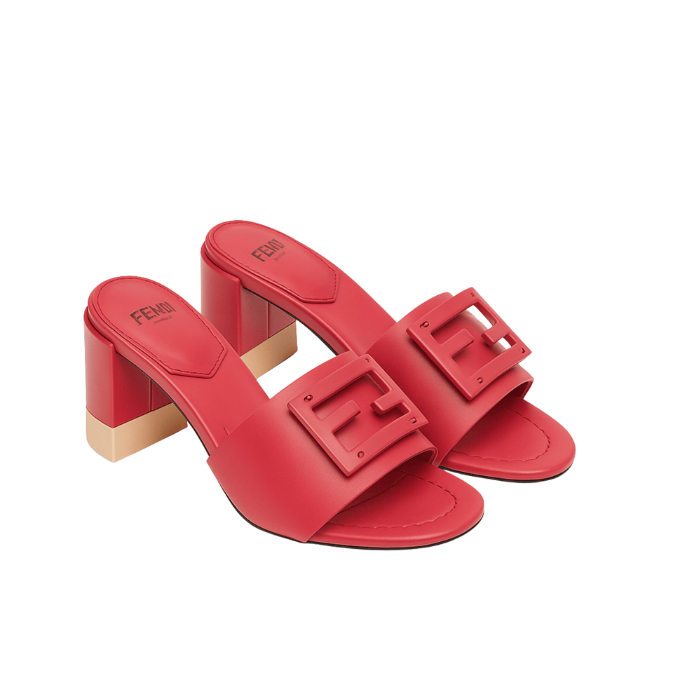 Fendi Signature Leather High Heel Red view 2