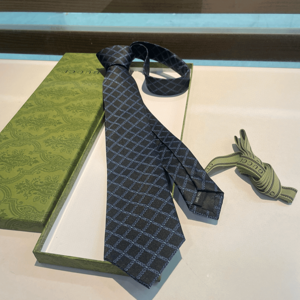 Gucci Pattern Navy Blue Canvas Tie For Men view 8