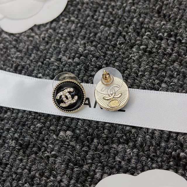 Chanel Cc Earrings Black