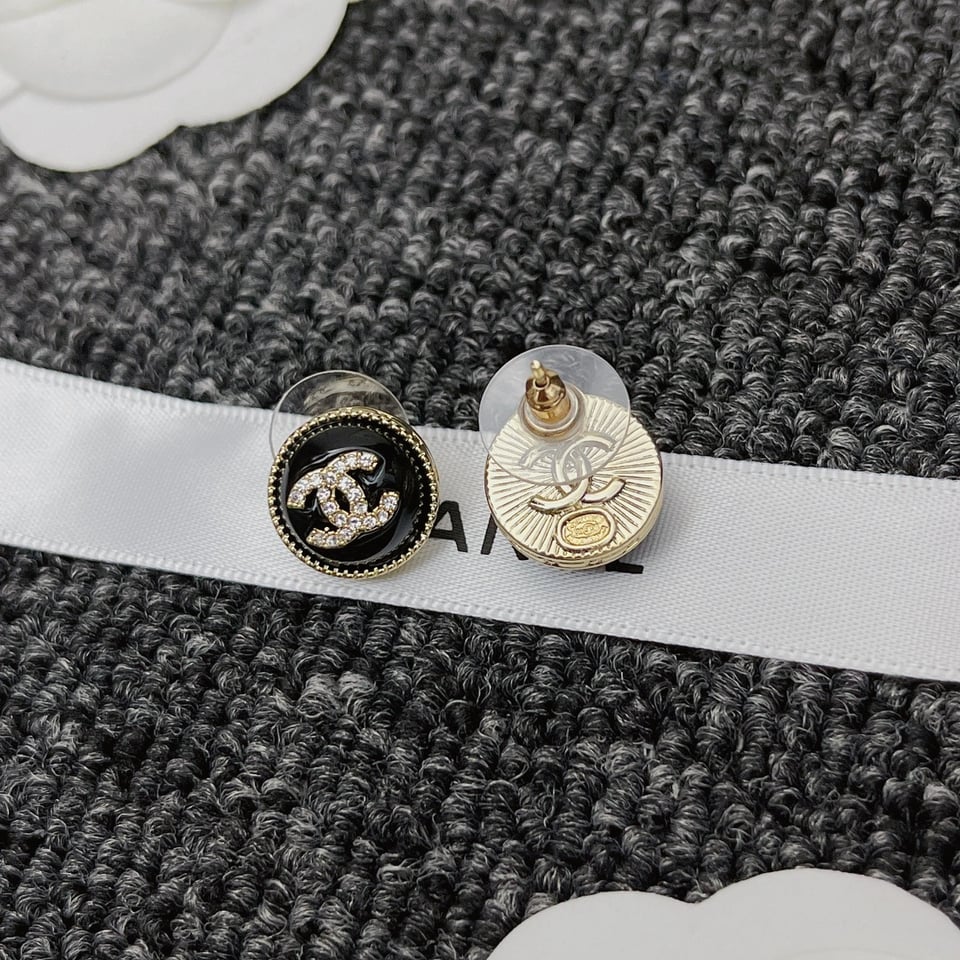 Chanel Cc Earrings Black