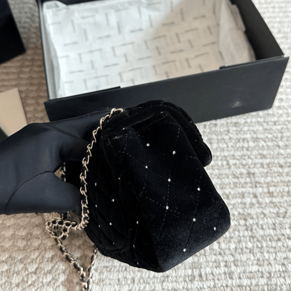 Chanel Mini Pearl Super Black Bag 17cm/6in view 6