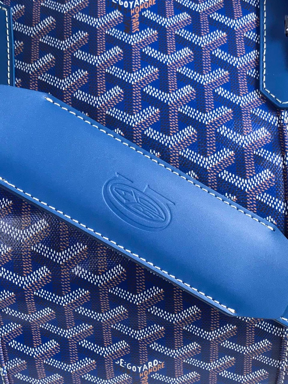 Goyard Boston 50 Bag Cm Sapphire Blue Goyardine Canvas And Calfskin Trim view 8