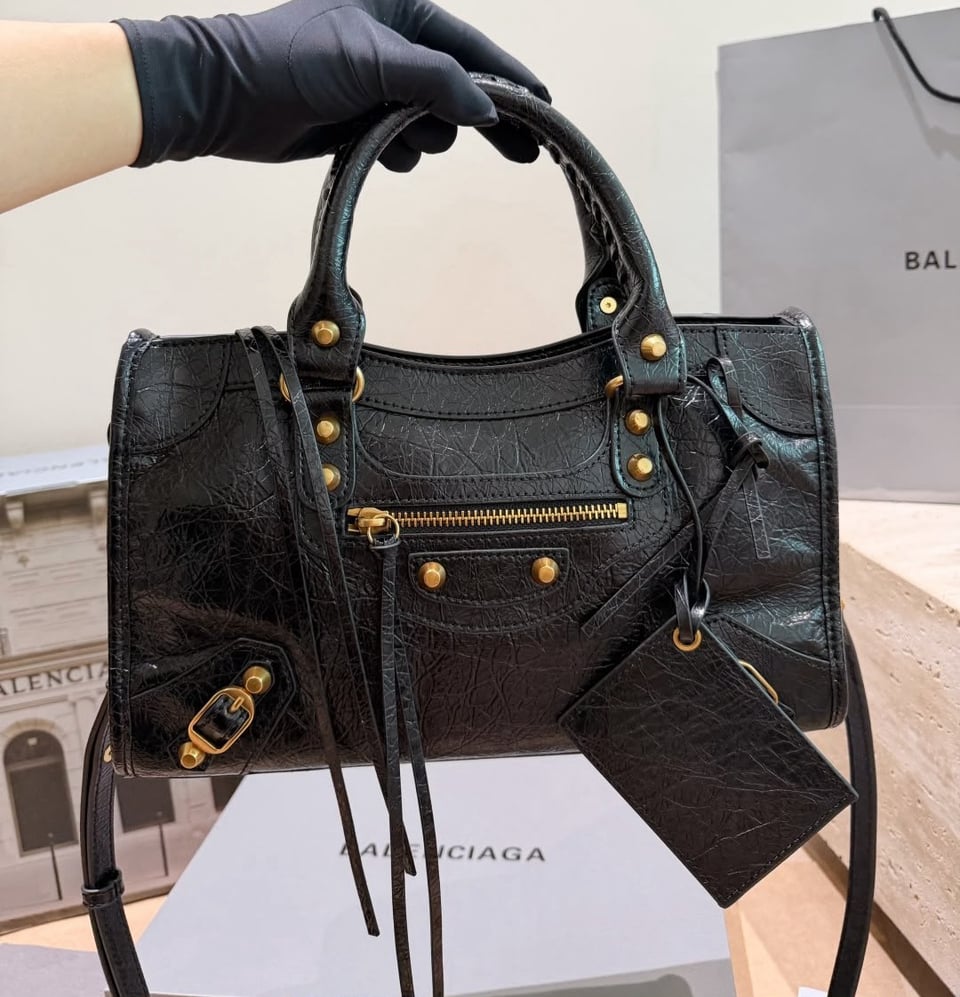 Balenciaga Black Lambskin Leather Giant Silver Work Bag 30cm/11.8in view 8