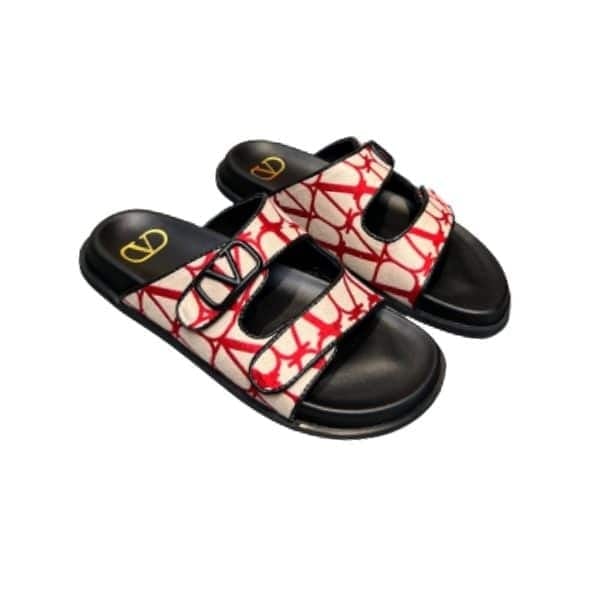 Valentino Garavani Vlogo Toile Iconographe Sandal Red view 2