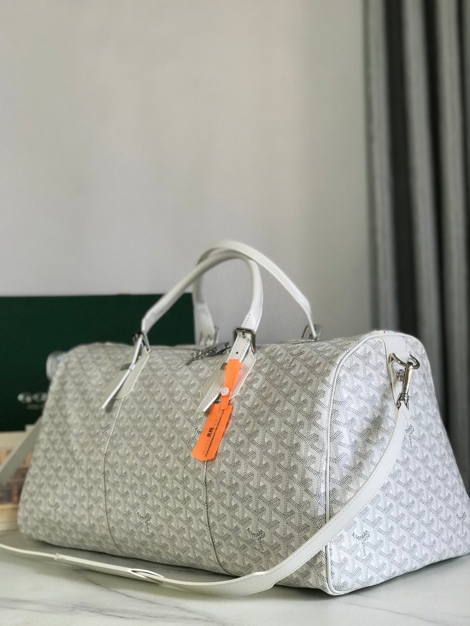 Goyard Boston 50 Bag Cm White Goyardine Canvas And Calfskin Trim view 4