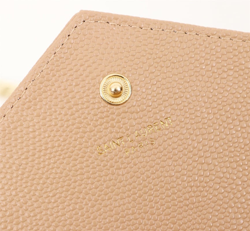 Saint Laurent Cassandre Matelasse Chain Wallet In Grain De Poudre Embossed Beige 22Cm view 9