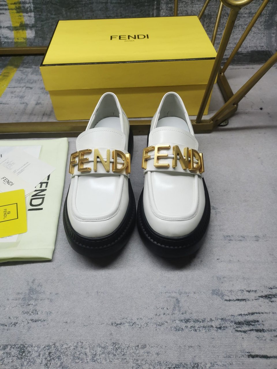 Fendigraphy Smooth Leather Loafers White 8D838369Ff1Iyw view 3