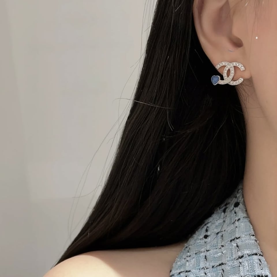 Chanel Stud Earings Silver Blue Abf526 B19974 Naftr view 5