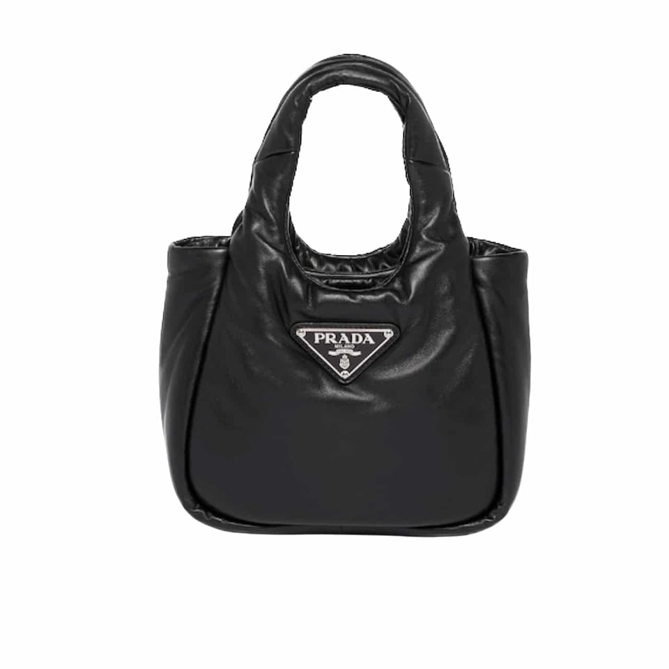 Prada Padded Soft Leather Bag Geranium Black 19Cm