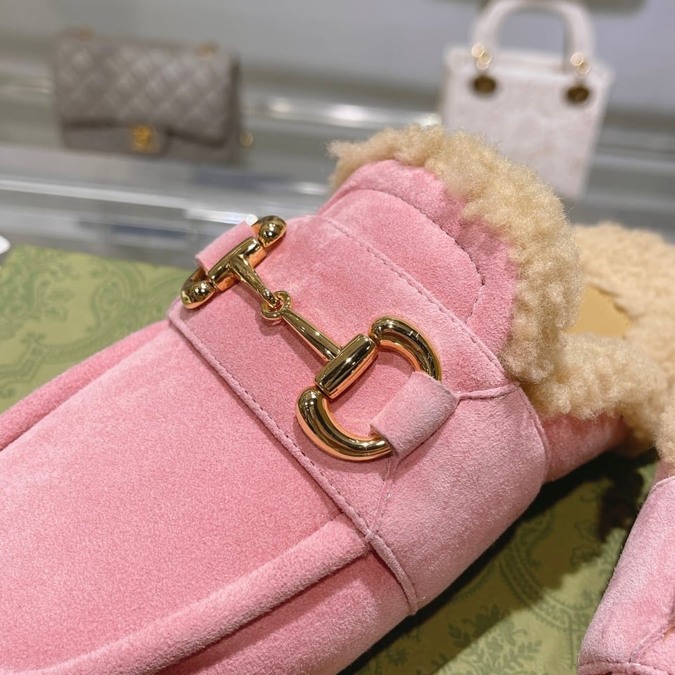 Gucci Women’S Mule With Horsebit Suede Leather Pink view 4