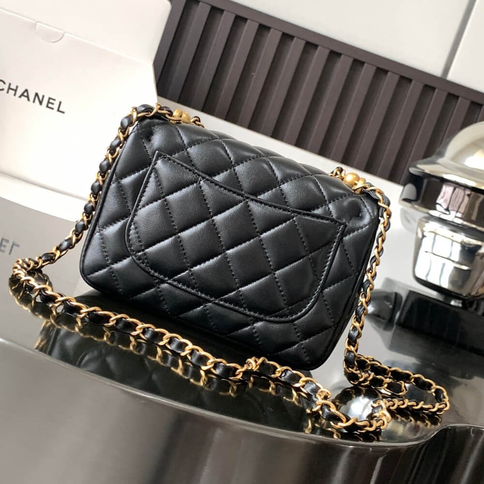 Chanel Mini Flap Bag with Pearl Top Handle Chain view 8