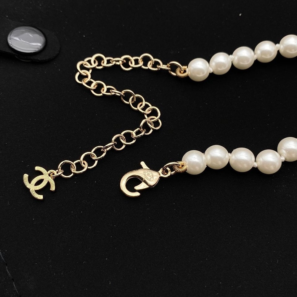 Chanel Cc Heart Pearl Necklace view 4