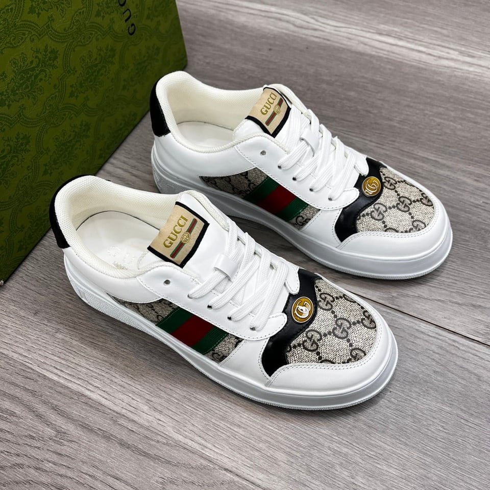 Gucci Screener Sneaker Gg Canvas With Web White view 9