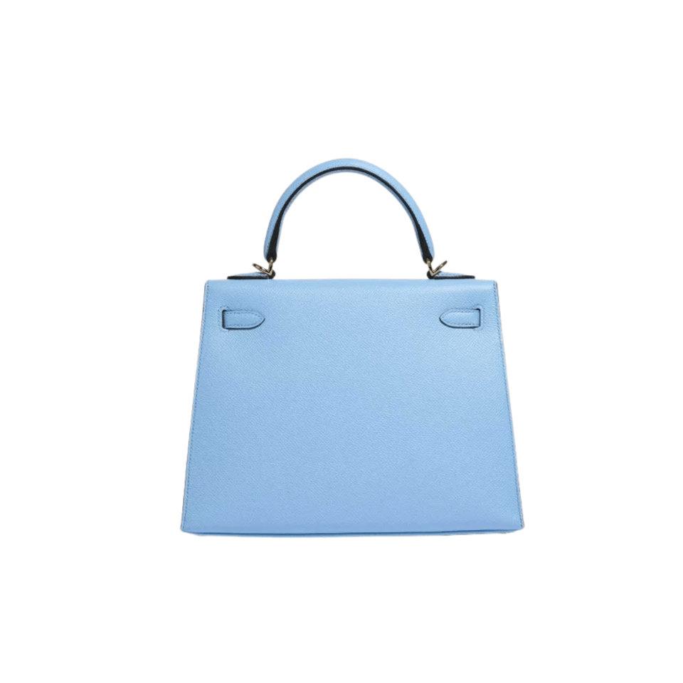 Hermes Kelly 25 Bag In Blue Celeste Gold Buckle Leather For Women 25cm/10in view 4