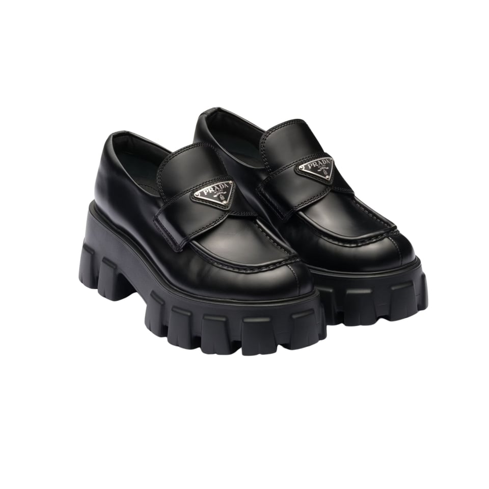 Prada Brushed Leather Monolith Loafers 1D649Mb4Lf0002Fb055