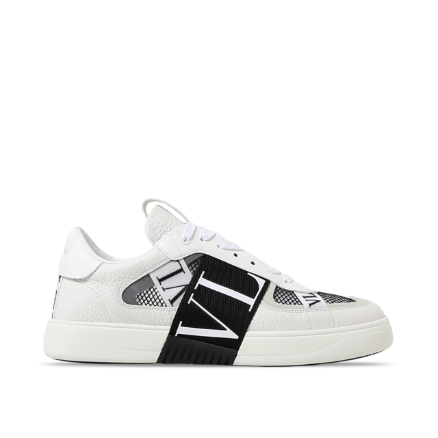 Valentino Vl7N Low-Top Sneaker In Calfskin And Mesh Fabric With Bands Black