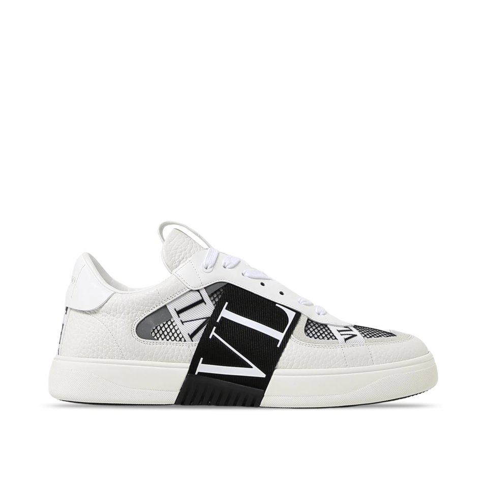 Valentino Vl7N Low-Top Sneaker In Calfskin And Mesh Fabric With Bands Black