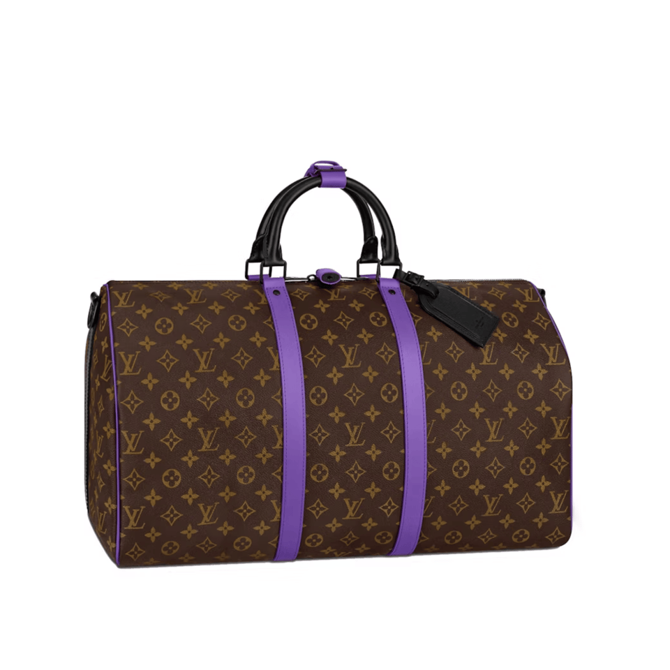 Louis Vuitton Keepall Bandoulire 50 Brown And Purple Line Macassar Canvasm46257 view 2