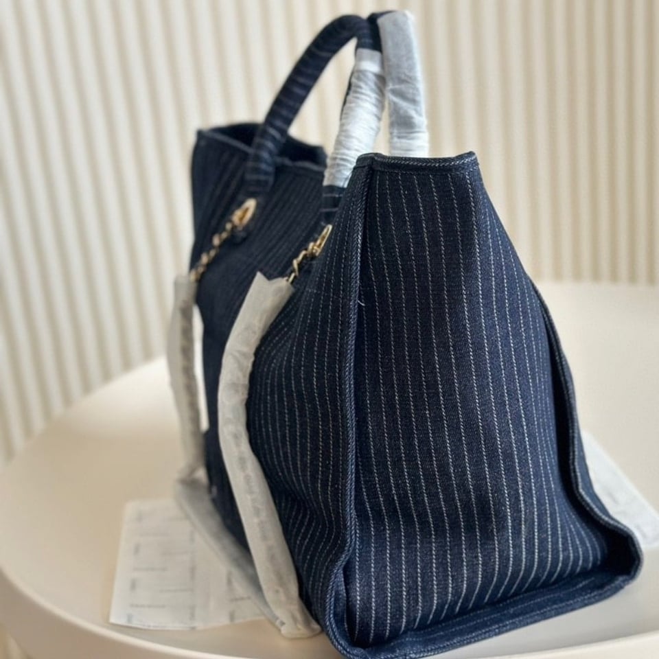 Chanel Shopping Bag Dark Blue 33Cm/13in view 6