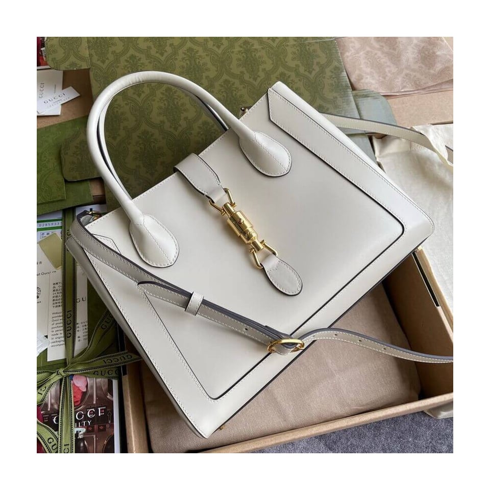 Gucci Jackie 1961 Medium Tote Bag in White Leather 30cm view 13