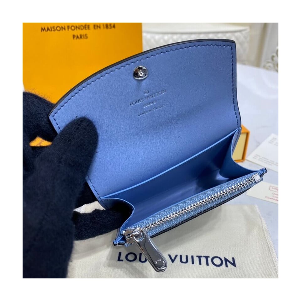 Louis Vuitton Coin Purse in Blue Gradient Mahina Perforated Leather view 8